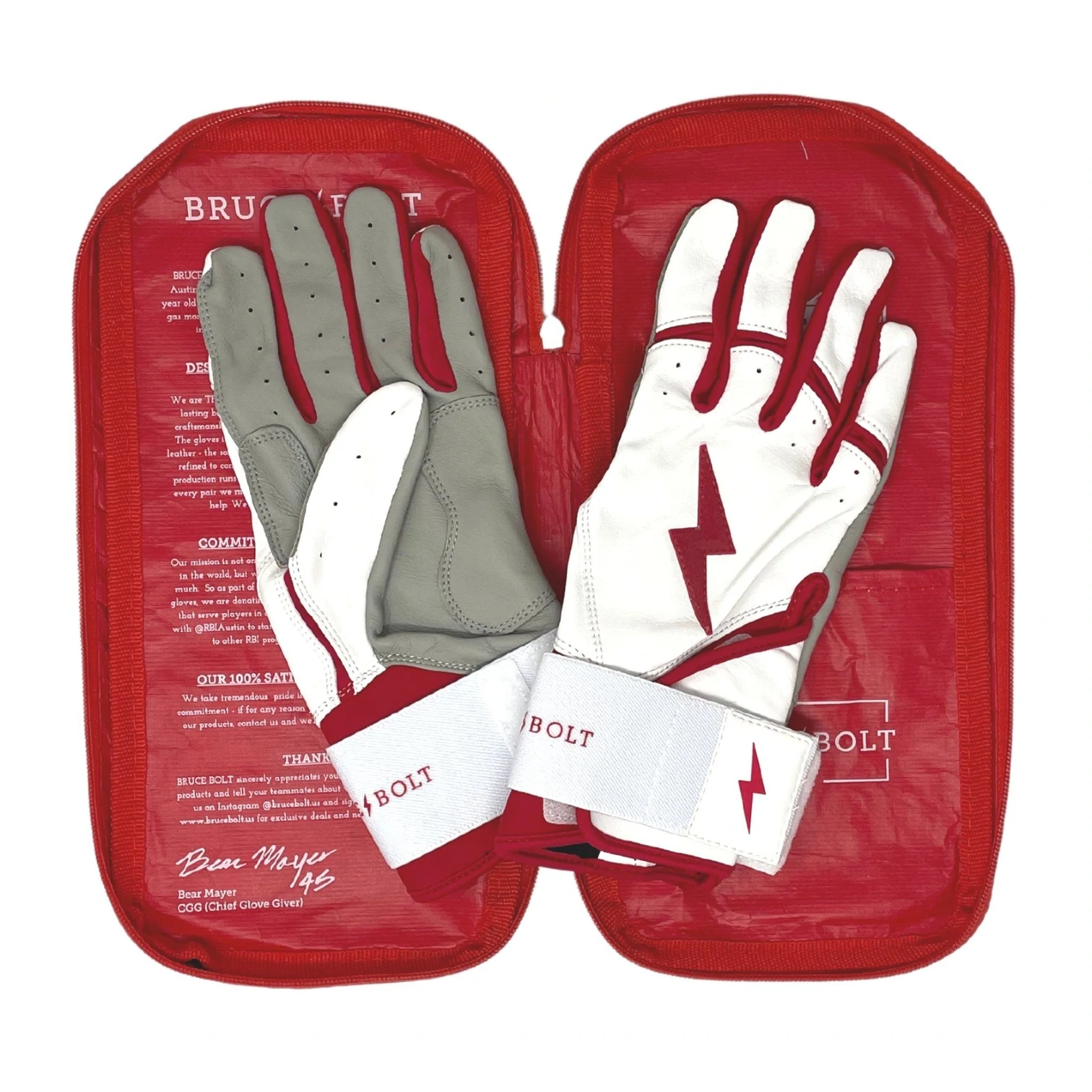 Bruce Bolt – BADER Series Adult Long Cuff Batting Gloves | BADER WHITE 4 Bruce Bolt – BADER Series Adult Long Cuff Batting Gloves | BADER WHITE - Image 2