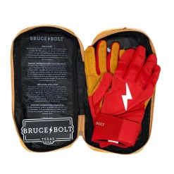 Bruce Bolt Batting Gloves – PREMIUM PRO Youth Long Cuff -Baseball Bat Sales Long Cuff Red 4