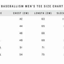 Baseballism United Ballplayers Men’s T-Shirt -Baseball Bat Sales Men s Tee Size Chart 6