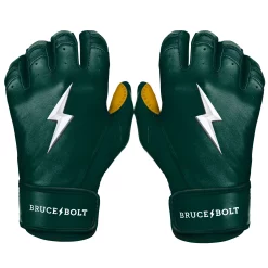 Bruce Bolt – PREMIUM PRO Adult Short Cuff Batting Gloves 28 Bruce Bolt – PREMIUM PRO Adult Short Cuff Batting Gloves -Baseball Bat Sales Short Cuff Green 1