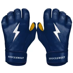 Bruce Bolt – PREMIUM PRO Youth Short Cuff Batting Gloves -Baseball Bat Sales Short Cuff Navy 1 1