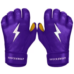 Bruce Bolt – PREMIUM PRO Youth Short Cuff Batting Gloves -Baseball Bat Sales Short Cuff Purple 1 1