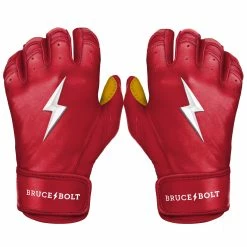 Bruce Bolt – PREMIUM PRO Adult Short Cuff Batting Gloves 26 Bruce Bolt – PREMIUM PRO Adult Short Cuff Batting Gloves -Baseball Bat Sales Short Cuff Red 1