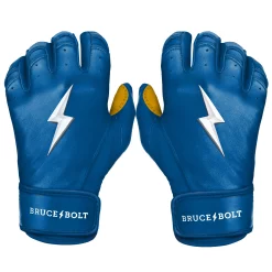Bruce Bolt – PREMIUM PRO Youth Short Cuff Batting Gloves -Baseball Bat Sales Short Cuff Royal 1 1