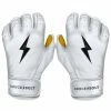 Bruce Bolt – PREMIUM PRO Youth Short Cuff Batting Gloves -Baseball Bat Sales Short Cuff White 1 1