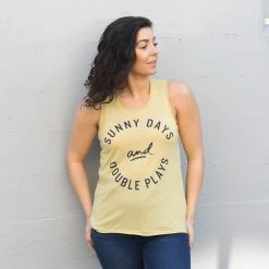 Baseballism Sunny Days And Double Plays (Yellow) – Aya Tank -Baseball Bat Sales SunnyDaysTankYellow 3