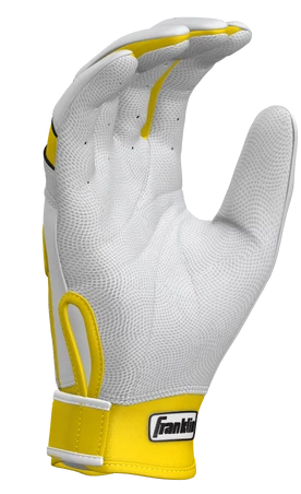 Franklin Custom CFX Pro Batting Gloves – Adult – White/Yellow 6 Franklin Custom CFX Pro Batting Gloves – Adult – White/Yellow - Image 4